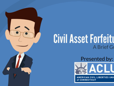 Video image still from ACLU of Connecticut civil asset forfeiture reform guide