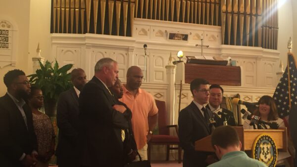 David McGuire of the ACLU of Connecticut / ACLU-CT speaks at the ceremonial signing of nine criminal justice reform bills in Hartford