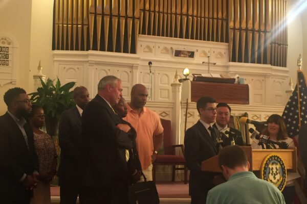 David McGuire of the ACLU of Connecticut / ACLU-CT speaks at the ceremonial signing of nine criminal justice reform bills in Hartford