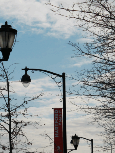 Hartford Connecticut street surveillance camera and Hartford Has It red sign