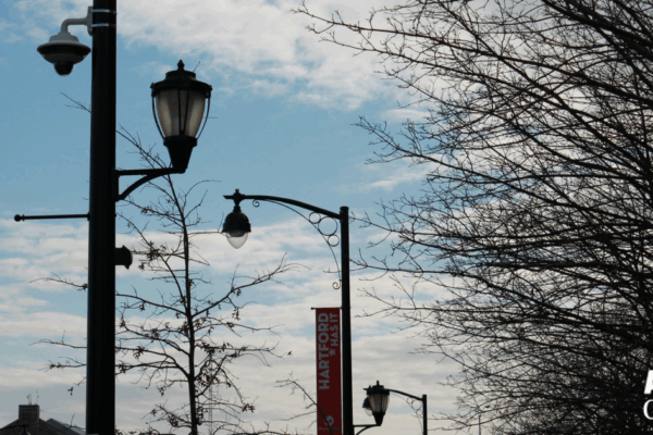 Hartford Connecticut street surveillance camera and Hartford Has It red sign