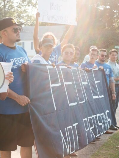 ACLU Smart Justice Connecticut rallies outside the CT governor debate at the University of St. Joseph in West Hartford