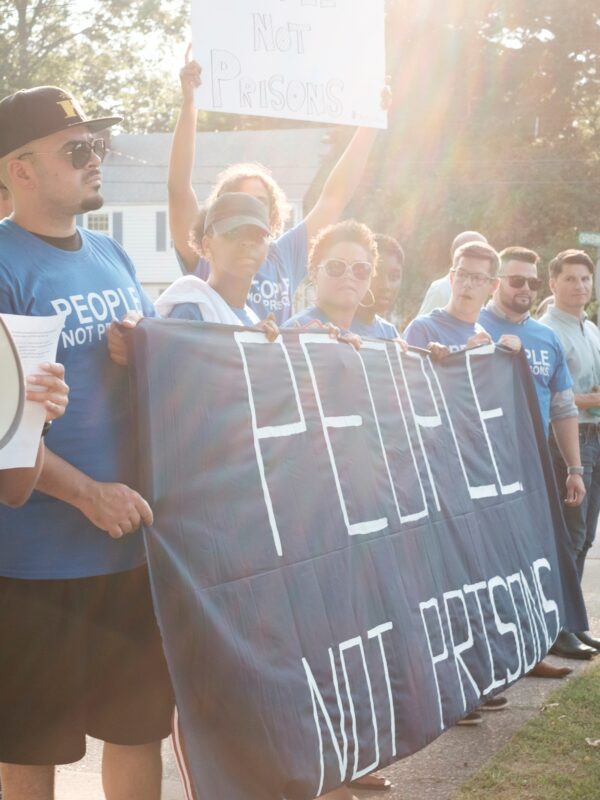 ACLU Smart Justice Connecticut rallies outside the CT governor debate at the University of St. Joseph in West Hartford