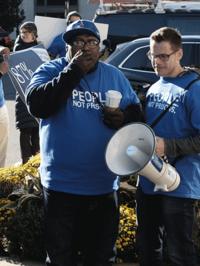 ACLU Smart Justice CT Anderson Curtis and Gus Marks Hamilton rally in Hartford