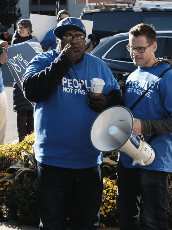 ACLU Smart Justice CT Anderson Curtis and Gus Marks Hamilton rally in Hartford