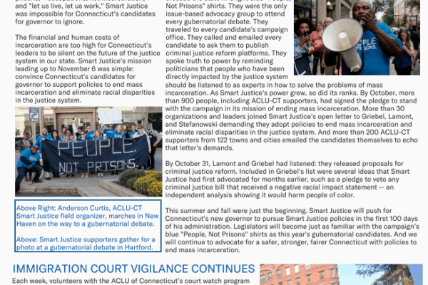 Cover of ACLU of Connecticut ACLU-CT civil liberties update newsletter fall 2018