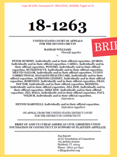 ACLU of Connecticut ACLU-CT amicus brief filing in Williams v Murphy