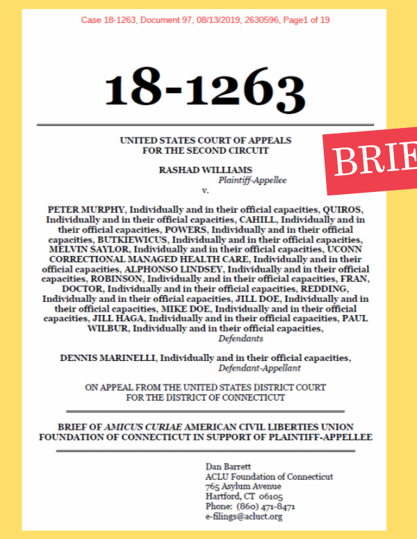 ACLU of Connecticut ACLU-CT amicus brief filing in Williams v Murphy