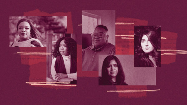 A collage of portraits of the five storytellers: Angel Kai, Veronika Granado, Cazembe Jackson, Briana McLennon, and Maleeha Aziz