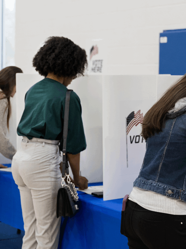 group of individuals casting their ballot at the polls