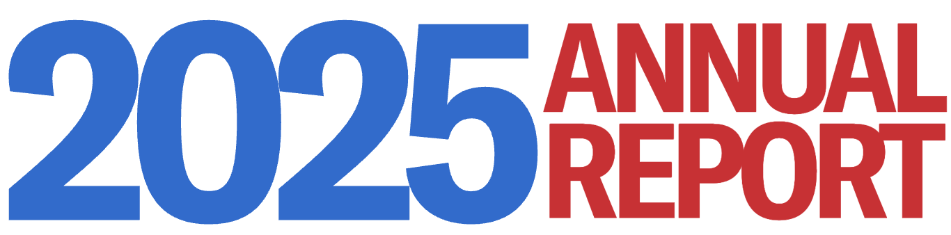 On a transparent background, the following text appears in red next to a blue 2025: "Annual Report"