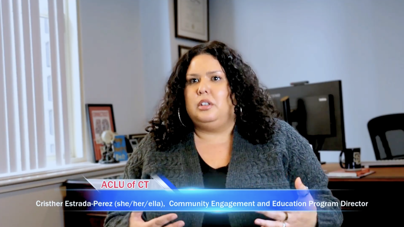 Cristher Estrada-Perez, our community education and engagement program director, is sitting in front of the camera.