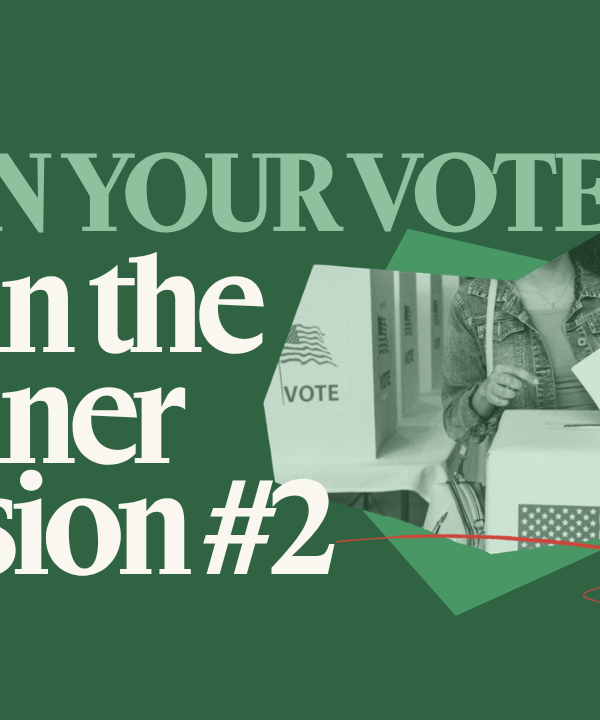 On a green background is "PLAN YOUR VOTE, CT!" in light green text with white text under it that says "Train the Trainer Session #1". Next to that phrase is a collage of a person at a voting booth in green-scale.