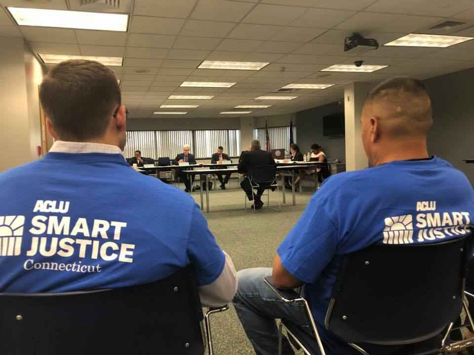 Gus and Manny, ACLU Smart Justice Connecticut leaders attend CT criminal justice commission meeting to appoint deputy chief state's attorney