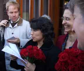 Image of advocates after marriage equality court ruling in Connecticut 2008