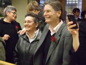 Image from New Haven court couple married on first day of LGBT marriage equality in Connecticut