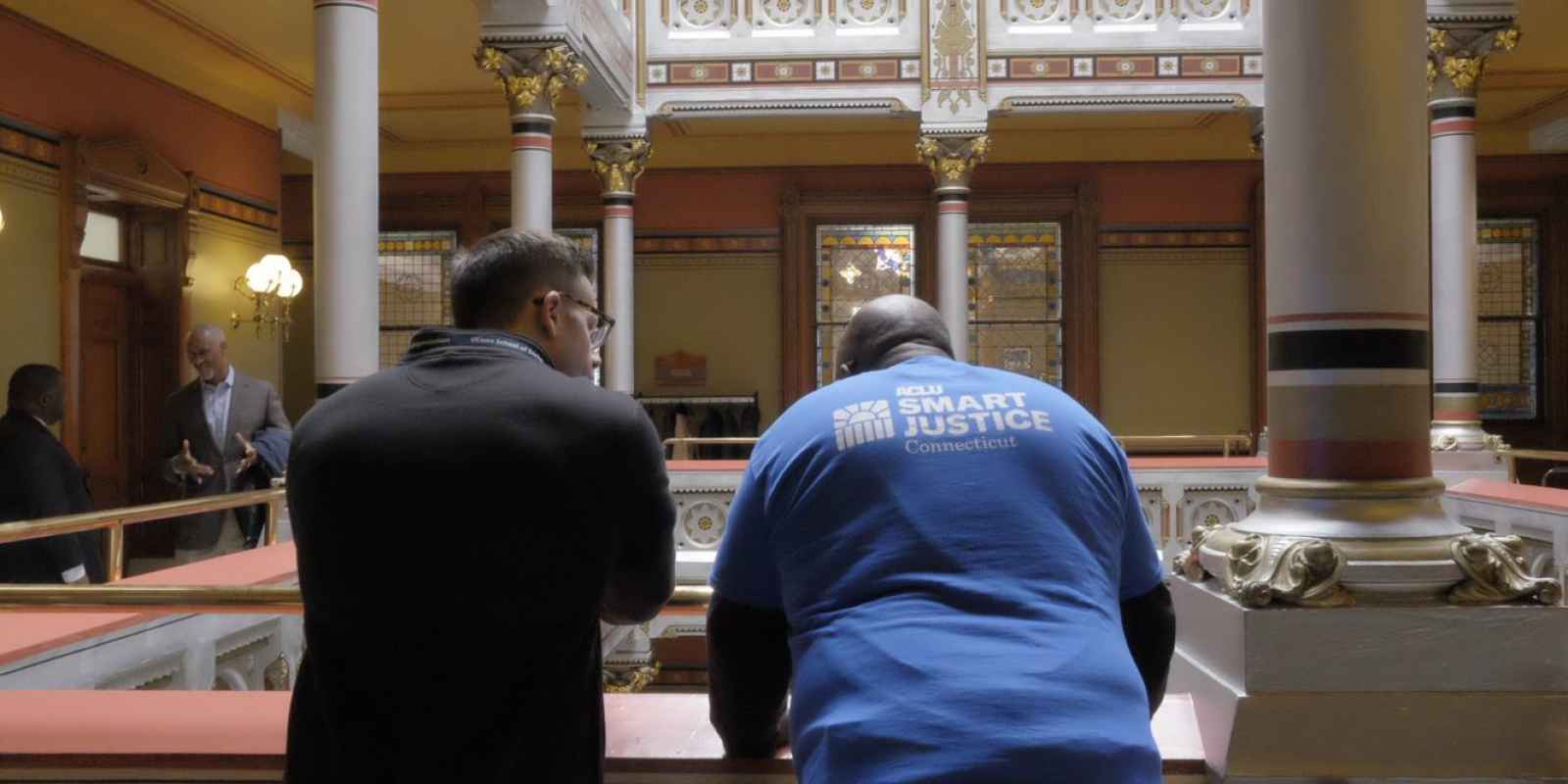 ACLU of Connecticut ACLU-CT Smart Justice leaders at the Connecticut State Capitol Building balcony