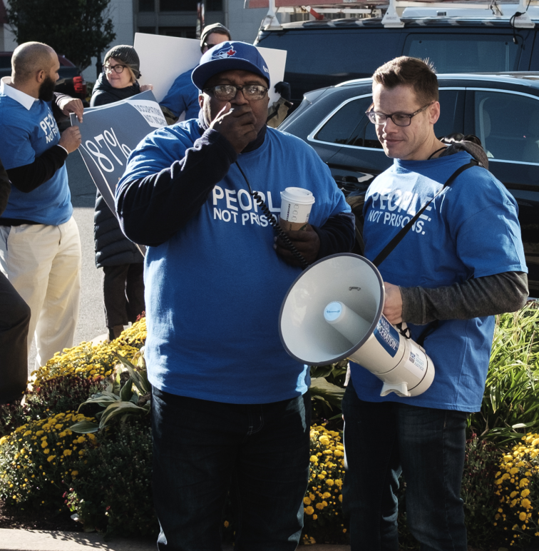 ACLU Smart Justice CT Anderson Curtis and Gus Marks Hamilton rally in Hartford