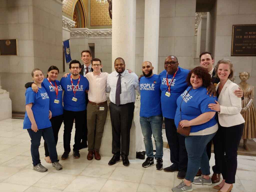 ACLU of Connecticut Smart Justice leaders, legislators, in CT Capitol Building after passage of prosecutor transparency law