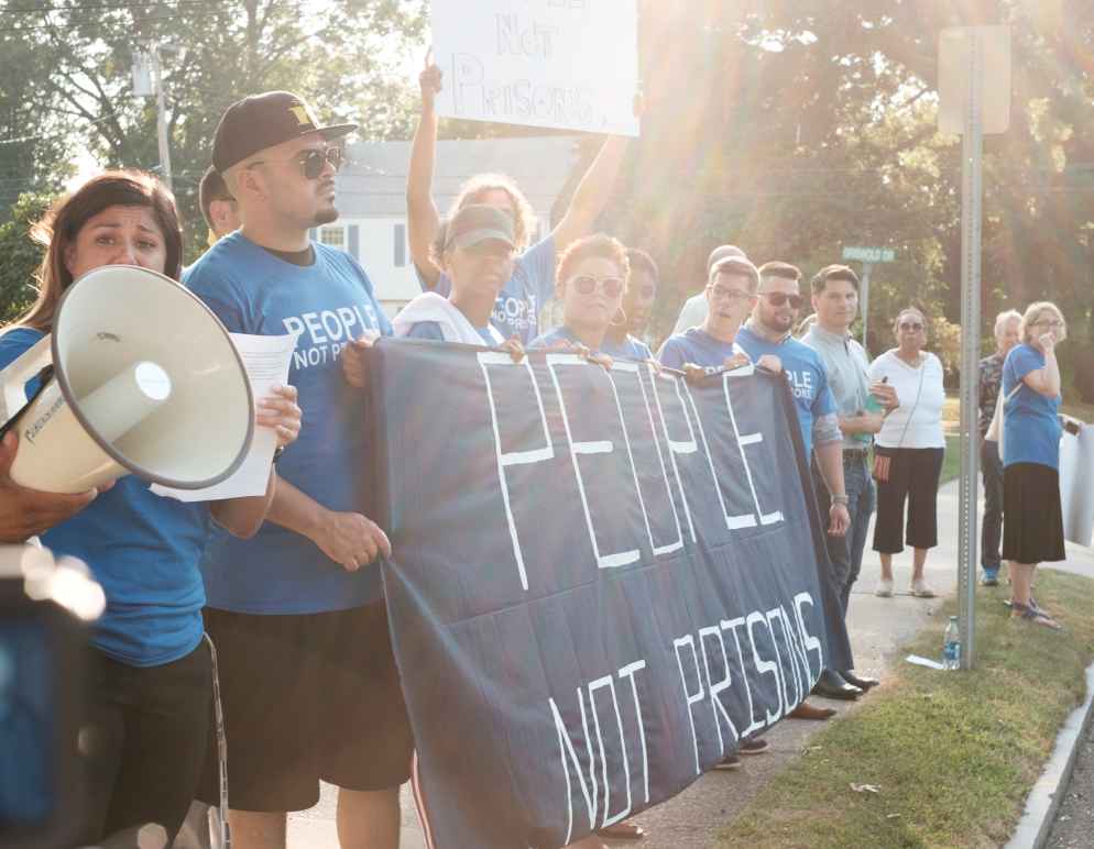ACLU Smart Justice Connecticut rallies outside the CT governor debate at the University of St. Joseph in West Hartford