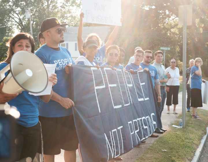 ACLU Smart Justice Connecticut rallies outside the CT governor debate at the University of St. Joseph in West Hartford