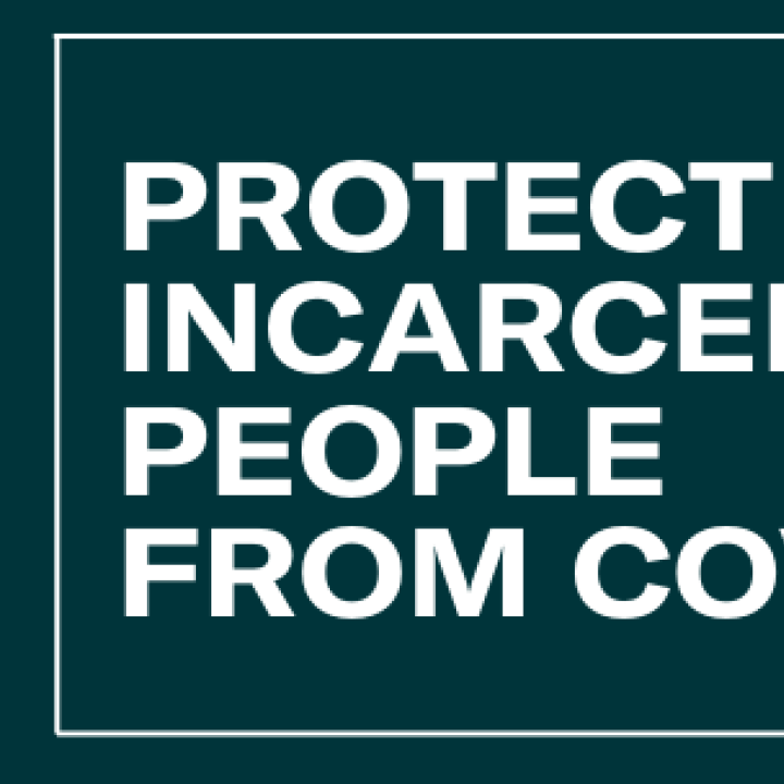 White text on a green background says: Protect incarcerated people from covid-19