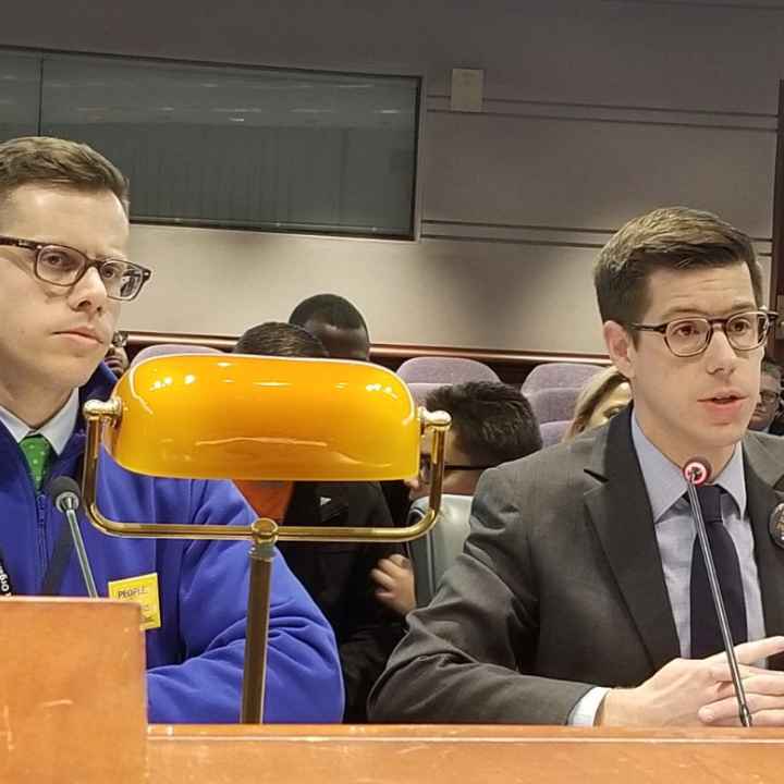 ACLU-CT ACLU of Connecticut Smart Justice Gus Marks-Hamilton and David McGuire testify at the legislature in support of a bill to create prosecutorial transparency in Connecticut's criminal justice system