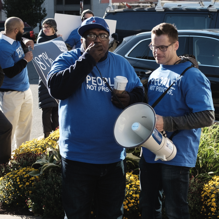 ACLU Smart Justice CT Anderson Curtis and Gus Marks Hamilton rally in Hartford