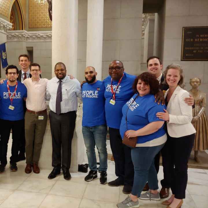 ACLU of Connecticut Smart Justice leaders, legislators, in CT Capitol Building after passage of prosecutor transparency law