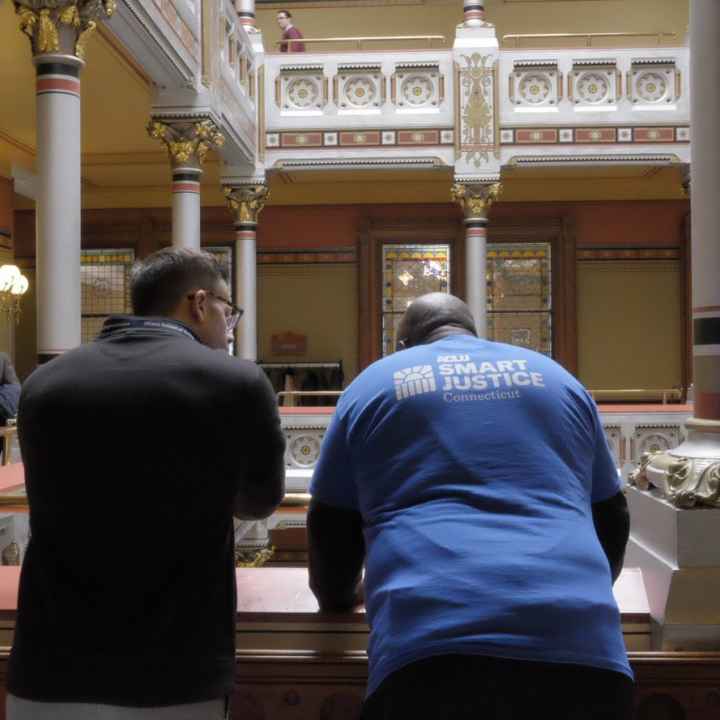 ACLU of Connecticut ACLU-CT Smart Justice leaders at the Connecticut State Capitol Building balcony