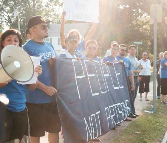 ACLU Smart Justice Connecticut rallies outside the CT governor debate at the University of St. Joseph in West Hartford